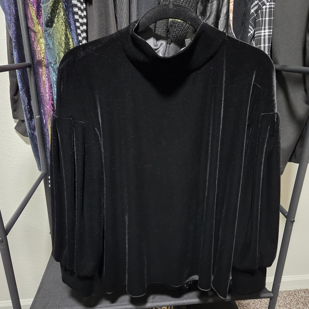 Emporio Armani Black Velvet Blouse Elegant Minimalist Design
